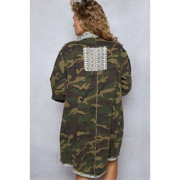 POL Open Front Camo & Floral Cardigan Size S - Picture 3 of 10